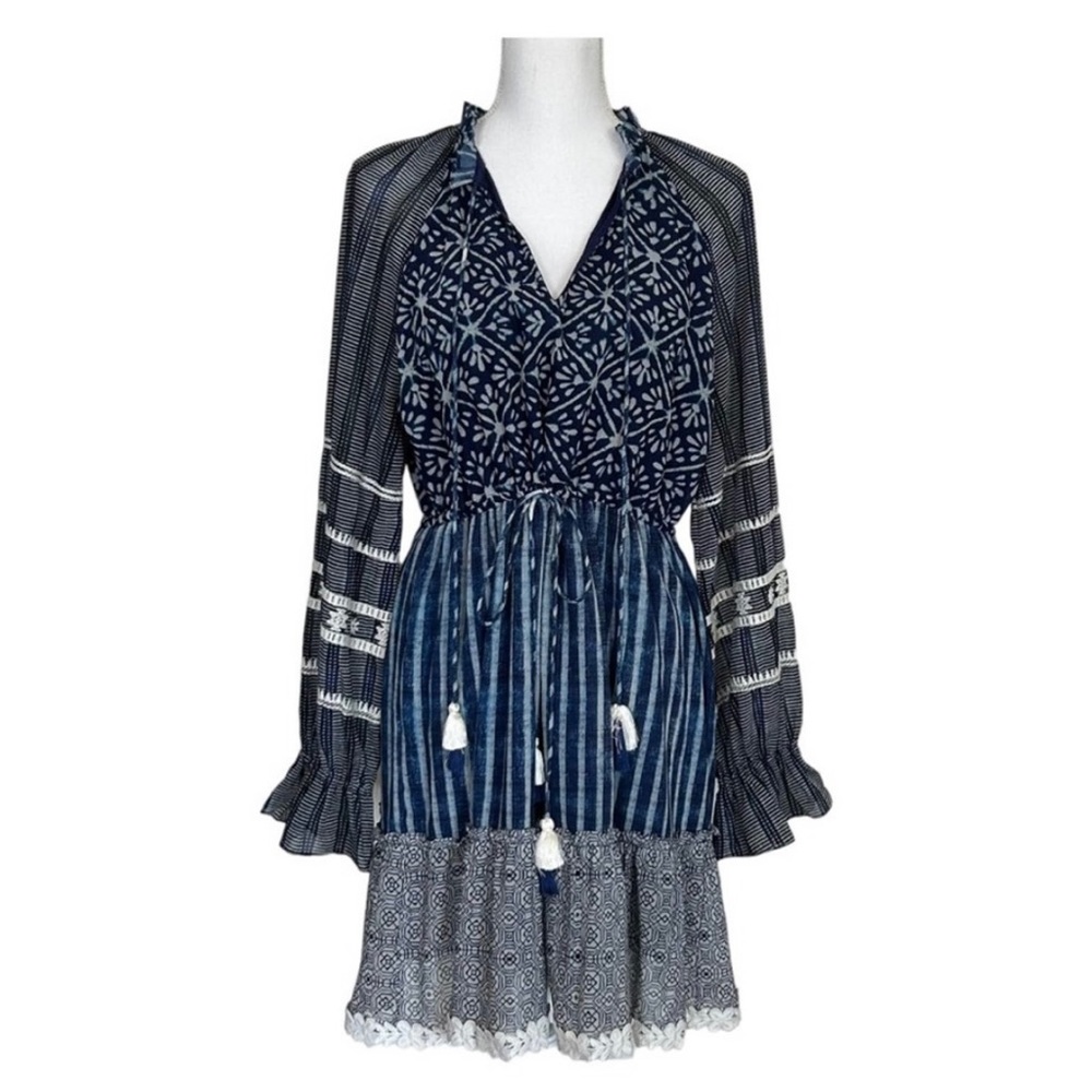 NWOT Hemant & Nandita Blue Tassel Mini Dress